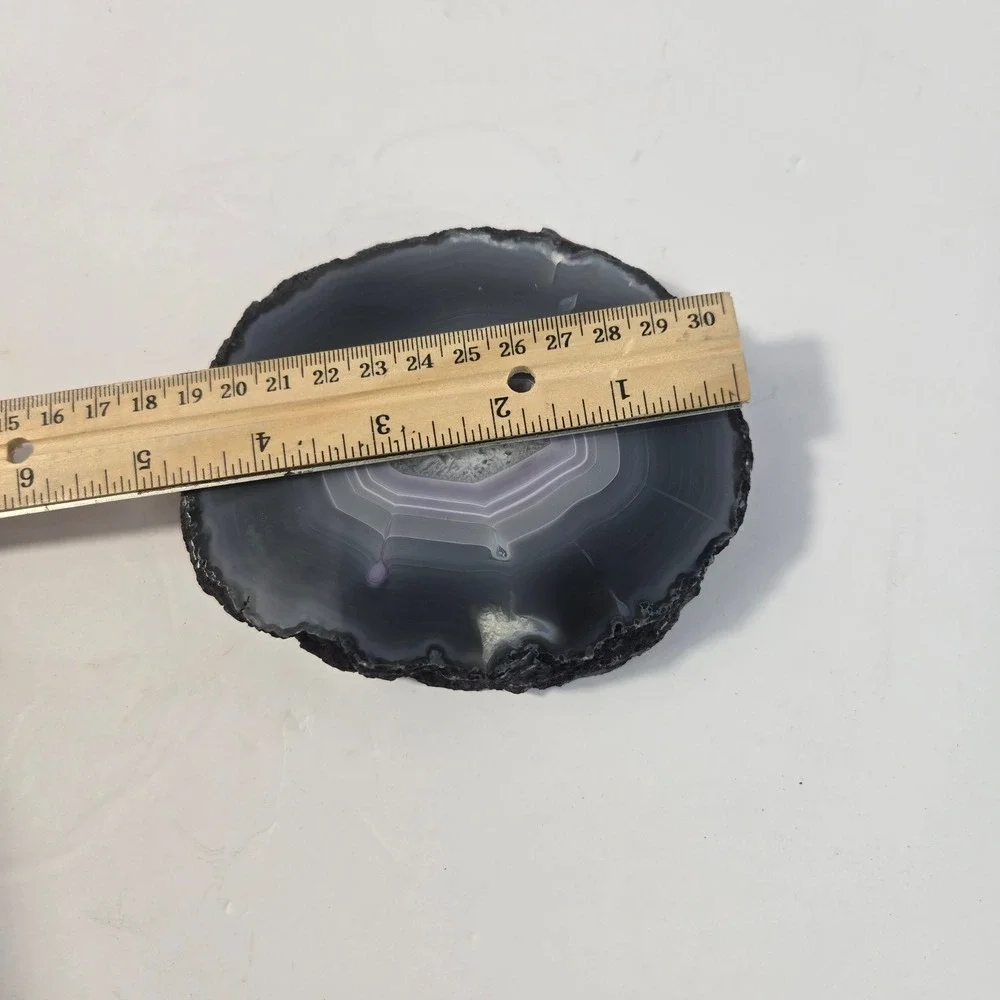 Purple Agate Slice Geode Polished Crystal Specimen Grey Banded Stone Decor